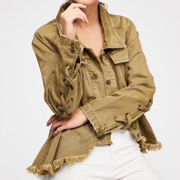 Free People Willow Peplum Hem Denim Jacket - Picture 2 of 8